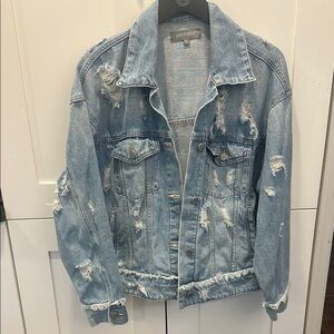 Just USA Women's Distressed Denim Jacket - Blue